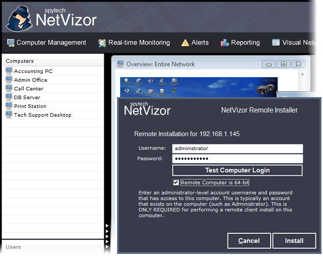 תוכנת ניטור ופיקוח לעסקים שליטה על מחשבים ממקום יחיד - NetVizor - 2